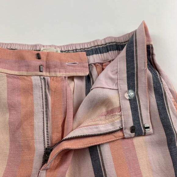 LOFT Pink Multi Linen Blend High Rise Wide Leg Cropped Trouser Pant S - Picture 4 of 8